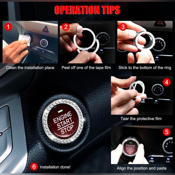 2 Car Cup Holder Coaster with 1 Push Start Button Bling [3Pcs], Bling Crystal - Picture 5 of 7